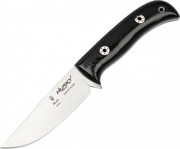 Υπαίθριο μαχαίρι Muela Husky 11M 11 cm, μαύρη γυαλισμένη Micarta, δερμάτινη θήκη