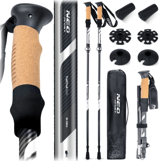 Μπατόν πεζοπορίας Neo Sport 85–130 cm με λαβή από φελλό και σύστημα Click&Go