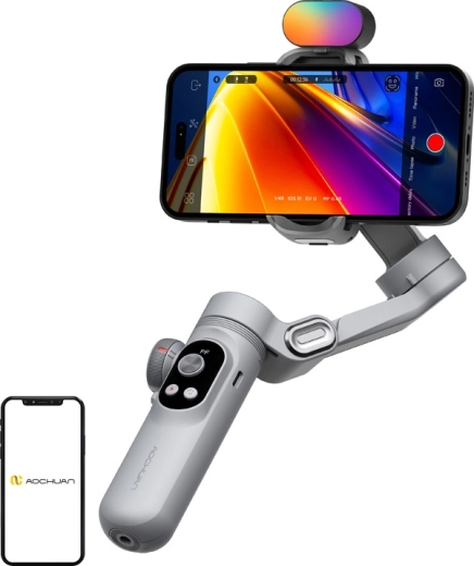 Aochuan Smart X Pro 3-αξονικός σταθεροποιητής για κινητό με φωτισμό RGB (γκρι)