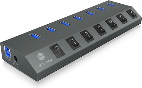 USB 3.0 hub 7× USB-A με ατομικούς διακόπτες – ICY BOX