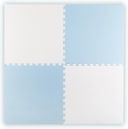 Μεγάλο αφρώδες παζλ-στρώμα RICOKIDS 60 × 60 cm, 4 τεμάχια, μπλε-λευκό
