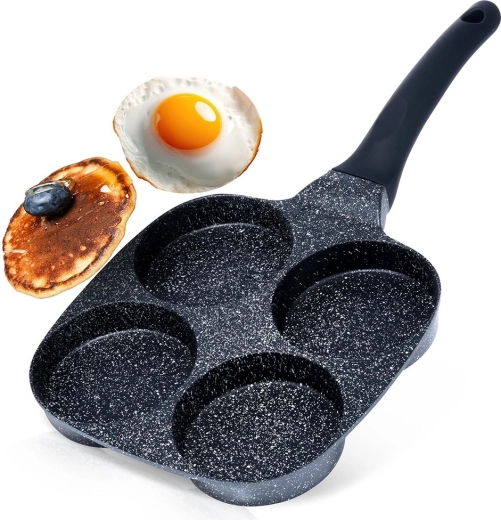 Γρανιτένιο τηγάνι για αυγά με 4 θήκες Black Line 19 × 19 cm