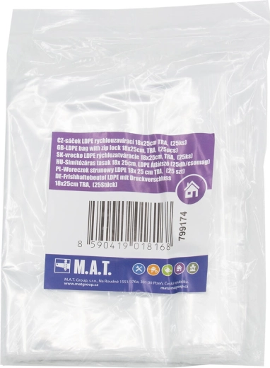 Σακουλάκια LDPE με κλείσιμο zip 18 × 25 cm, διάφανα (25 τεμ.)