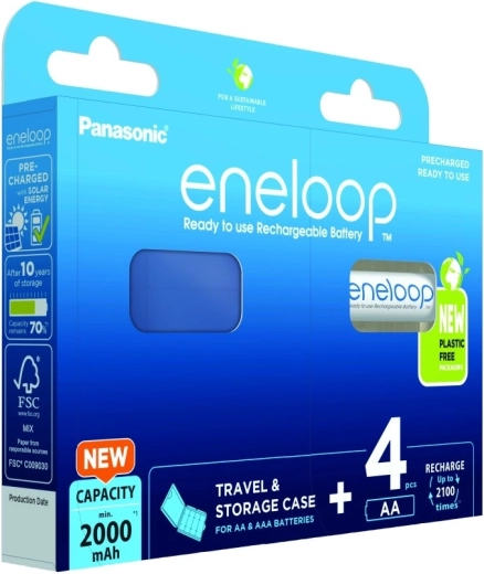Επαναφορτιζόμενες μπαταρίες Eneloop AA 2000 mAh – σετ 4 τεμ. με θήκη