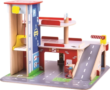 Ξύλινο γκαράζ με πάρκινγκ BIGJIGS TOYS