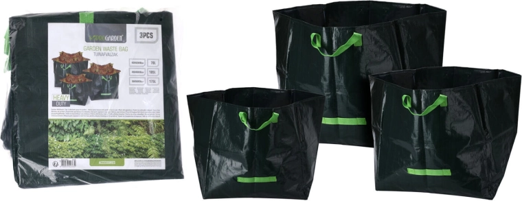 Πτυσσόμενες τσάντες για απορρίμματα κήπου – σετ 3 τεμ. (70, 105 και 175 l)