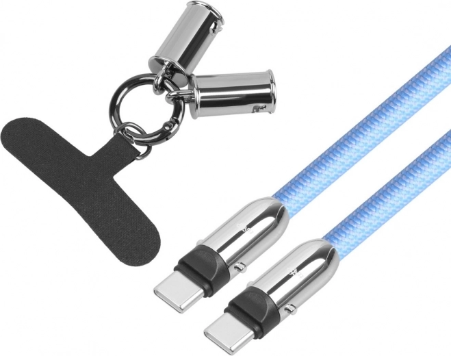 Μπλε καλώδιο USB‑C 2σε1 με κορδόνι λαιμού 1 m