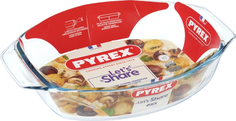 Οβάλ πυρίμαχο σκεύος φούρνου PYREX 35 × 24 cm από βοριοπυριτικό γυαλί