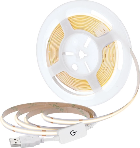 Solight ταινία LED COB 5 m θερμό λευκό 3000 K USB με διακόπτη 8 mm