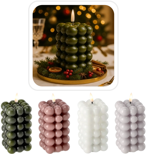LED κερί Bubble 6 × 11,5 cm από αληθινό κερί
