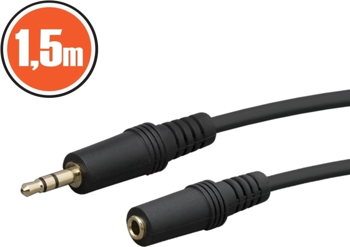 Καλώδιο επέκτασης ήχου Jack 3,5 mm, 1,5 m, μαύρο