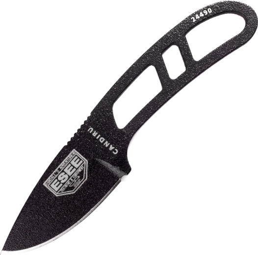 ESEE Candiru μαύρο μαχαίρι λαιμού 5,1 cm από ανθρακούχο χάλυβα με πλαστική θήκη