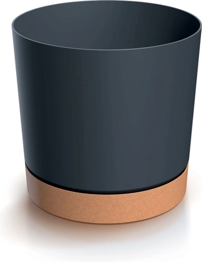 Γλάστρα TUBO με πιατάκι 19,9 cm ανθρακί ECO Wood