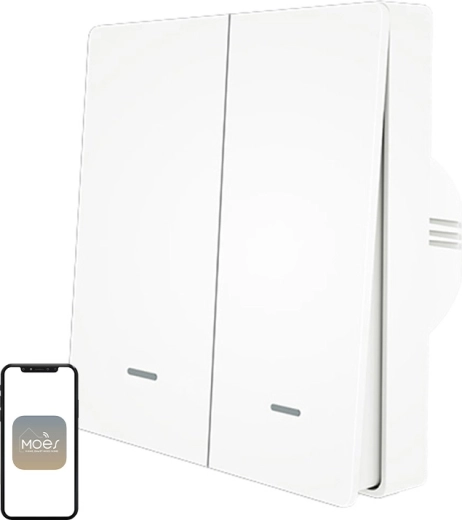 Moes έξυπνος διακόπτης φωτισμού ZigBee 3.0 δύο καναλιών - 1 τεμάχιο