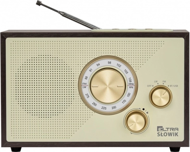 Επιτραπέζιο ραδιόφωνο OR Słowik με USB, Bluetooth και FM/LW – σκούρο καφέ ξύλο