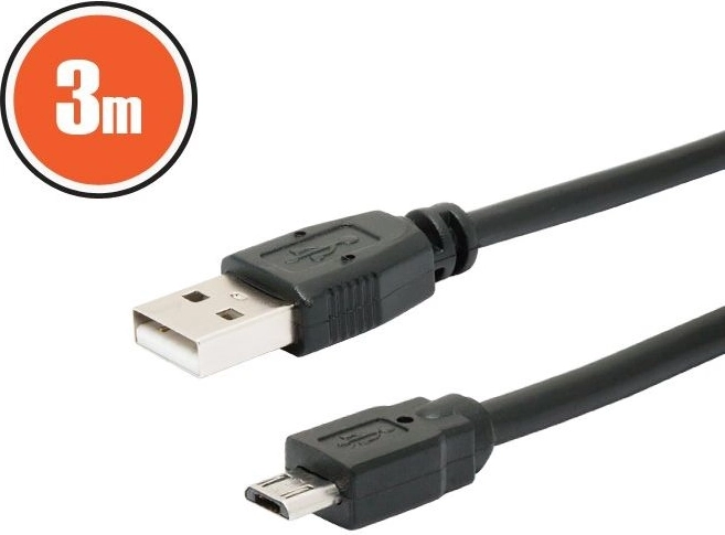Καλώδιο USB 2.0 A–micro B, 3 m, μαύρο