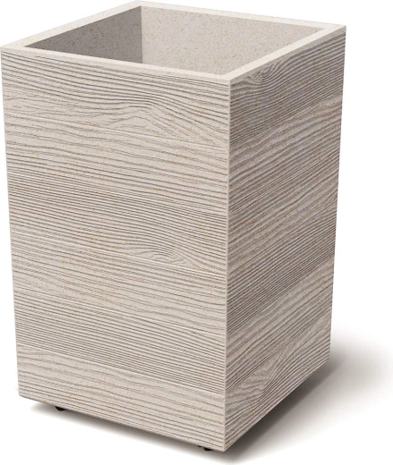 Πλαστική γλάστρα Madera Square Eco Wood 38,5 × 38,5 × 37 cm – λευκή οικολογική διακόσμηση ξύλου