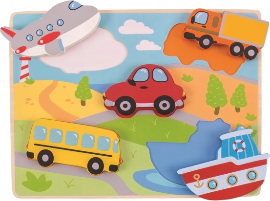 Ξύλινο ένθετο παζλ μεταφορικά μέσα BIGJIGS TOYS