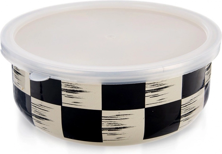Εμαγιέ μπολ με καπάκι Σκακιέρα 15,5 cm, 800 ml