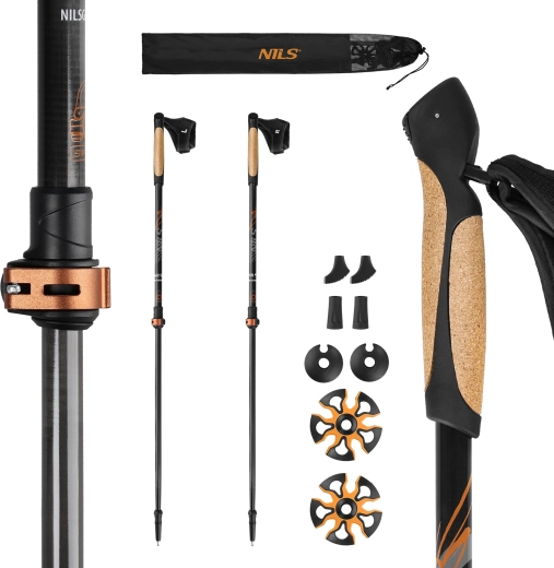 Μπατόν nordic walking NILS με λαβή από φελλό και ανθρακονήματα
