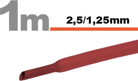 Κόκκινος θερμοσυστελλόμενος σωλήνας 2,5 / 1,25 mm