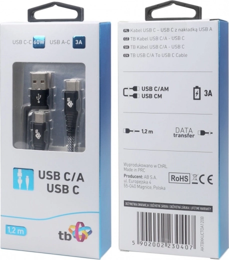 Καλώδιο 2σε1: USB-C και USB A με μήκος 1,2 m