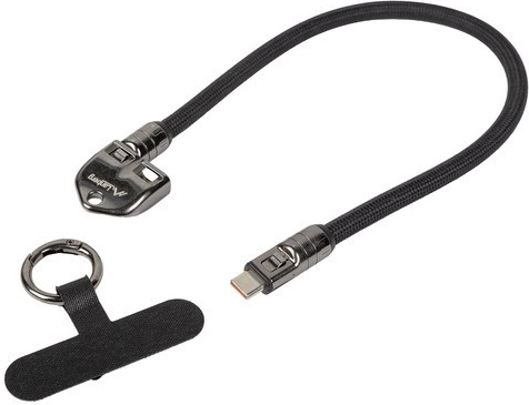 Lanberg καλώδιο USB-C με μπρελόκ και λουράκι 30 cm 240 W μαύρο