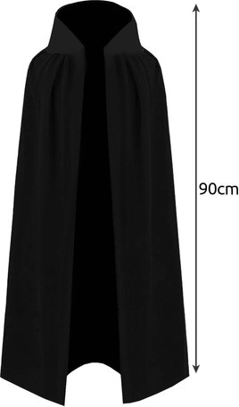 Μακρύς μαύρος μανδύας με γιακά (90 cm)