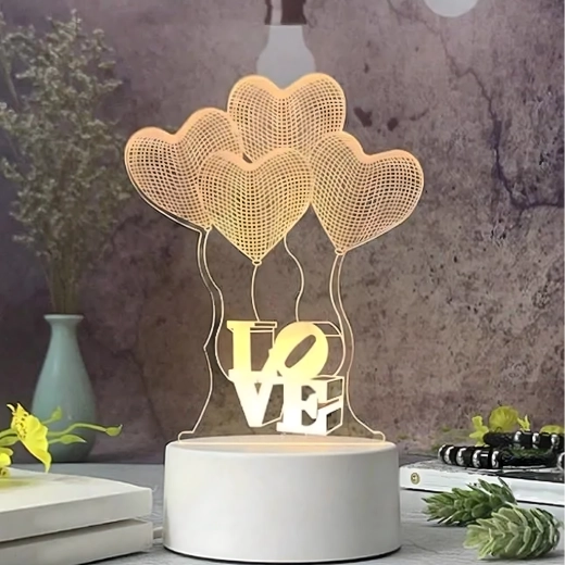 Νυχτερινό φωτιστικό LED Love καρδιά 3D ψευδαίσθηση με USB
