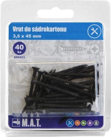 Βίδα για γυψοσανίδα 3,5 × 45 mm με λεπτό σπείρωμα, φωσφατωμένη (40 τεμ.)