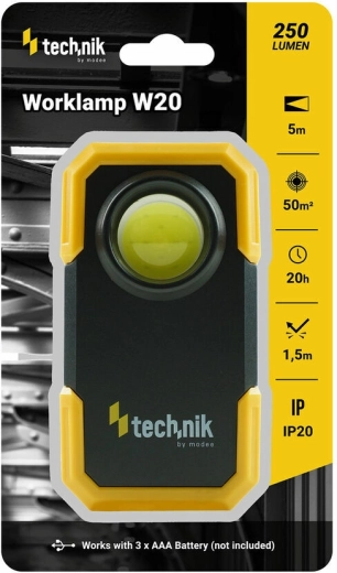 Εργασιακός φακός Technik MT‑W20 με κλιπ, μαγνητική βάση και COB LED