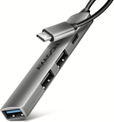 Axagon HUE-STC αλουμινένιο USB-C hub 4 θυρών (1× USB-A 5 Gbps, 2× USB-A 2.0, 1× USB-C 2.0, καλώδιο 12 cm)