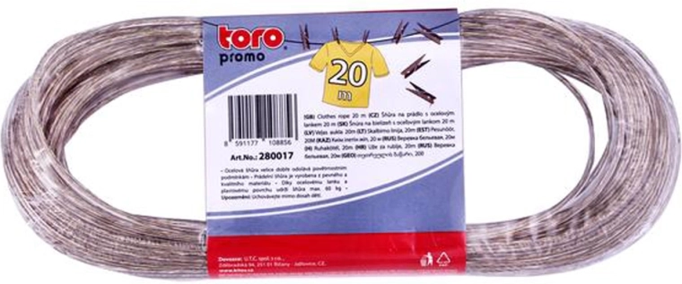 Απλώστρα-σχοινί για ρούχα Toro με ατσάλινο συρματόσχοινο 20 m