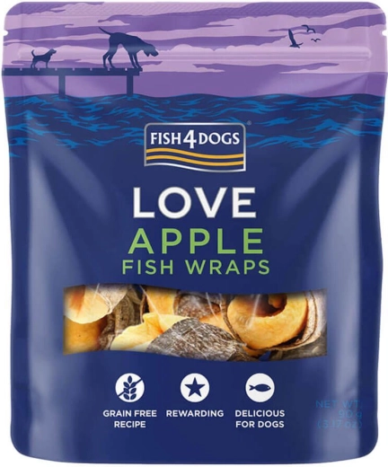 Fish4Dogs λιχουδιές για σκύλους ρολάκια από δέρμα ψαριού με μήλο 90 g