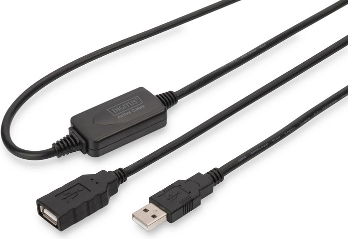 Ενεργό καλώδιο επέκτασης USB 2.0 USB‑A (αρσενικό) σε USB‑A (θηλυκό) 10 m, μαύρο