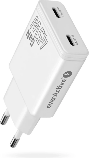EverActive super slim φορτιστής δικτύου GaN 45 W με 2× USB-C (SC-465Q)