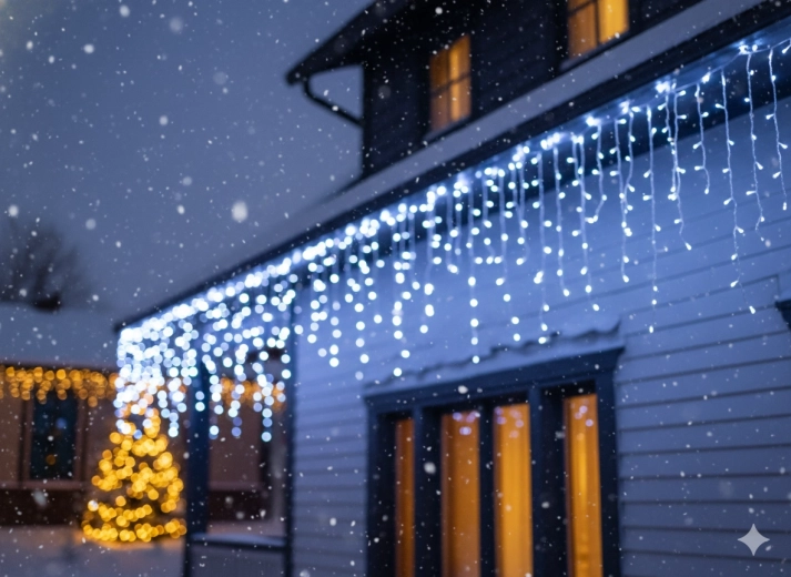 Φωτεινή κουρτίνα LED «παγάκια» 300 LED ψυχρό λευκό 12 m - 1 τεμάχιο