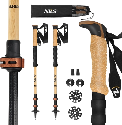 Μπαστούνια trekking NILS TK8606 από μπαμπού και αλουμίνιο 7075