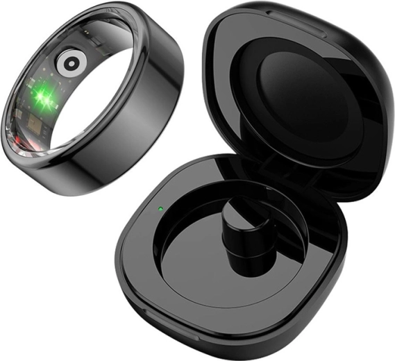 Έξυπνο δαχτυλίδι COLMI R02 μέγεθος 9 (18,9 mm) μαύρο με θήκη φόρτισης