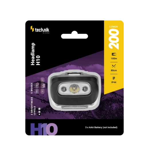 Φακός κεφαλής TECHNIK MT-H10 με λευκό και κόκκινο φως LED, 200 lm