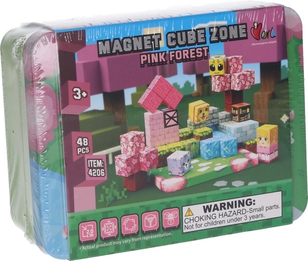 Μαγνητική κατασκευή Magnet Cube Zone Pink forest 48 τεμαχίων