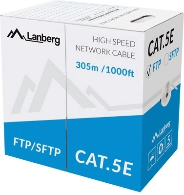 Καλώδιο δικτύου FTP Cat.5e CU 305 m, συμπαγής αγωγός, γκρι