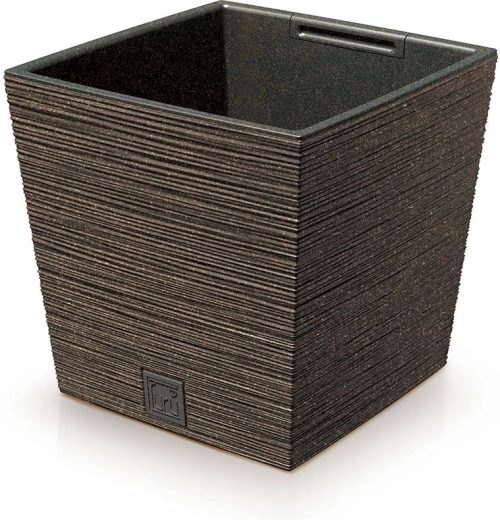 Γλάστρα Furu Square Low Eco Wood με ένθετο 29,5 cm – καφέ