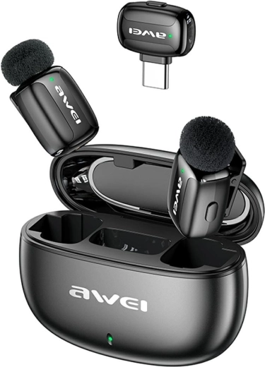 Awei MK5 Duo Ai-Voice ασύρματο μικρόφωνο πέτου μαύρο