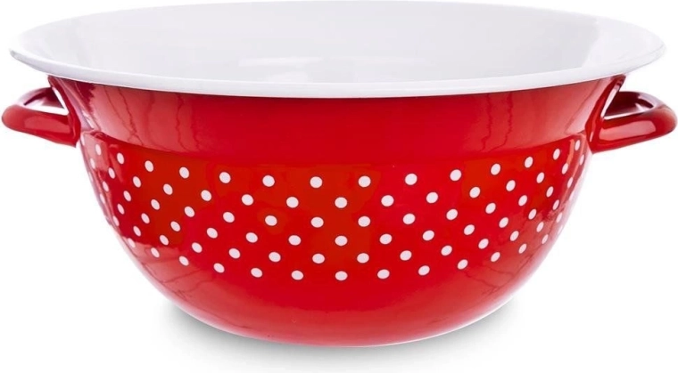 Εμαγιέ μπολ κουζίνας κόκκινο με πουά 26 cm, 2,5 l