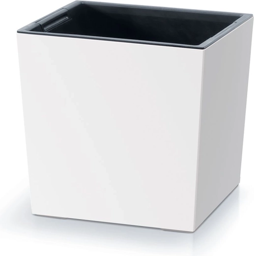 Γλάστρα Urbi Square Low με ένθετο 30 cm – λευκή