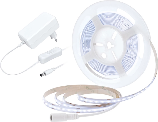 Solight LED COB ταινία με αντάπτορα και διακόπτη 5 m 8 W/m ψυχρό λευκό
