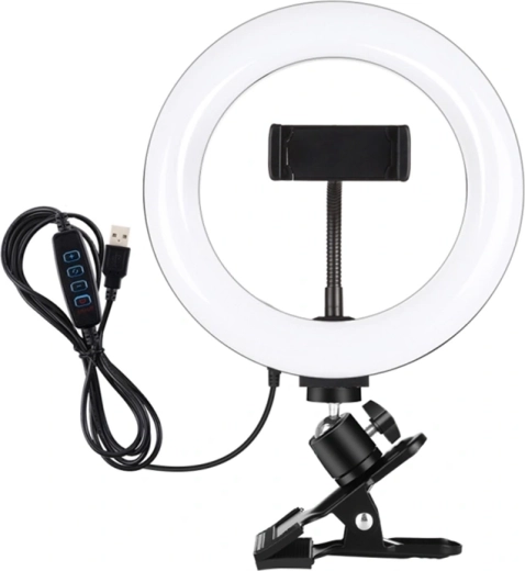 Puluz LED κυκλικό φως 20 cm με βάση για οθόνη και τηλέφωνο, ρυθμιζόμενη θερμοκρασία φωτός, μαύρο