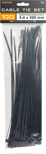 Μαύρα δεματικά καλωδίων 300 × 4,6 mm, 100 τεμάχια