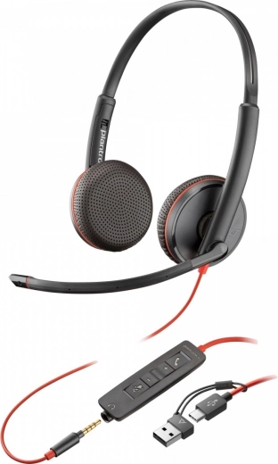 Ακουστικό POLY Blackwire 3225 USB‑C με αντάπτορα USB‑A και 3,5mm